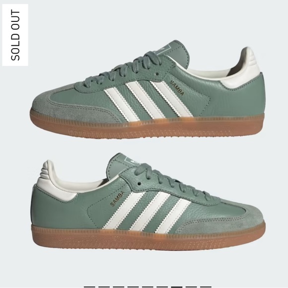 NWT Adidas Samba OG Originals Silver Green Sneakers Size Women’s 6.5 - Picture 5 of 15